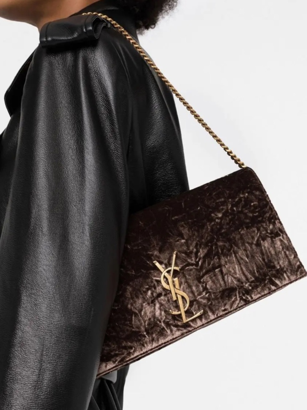Saint Laurent Kate 99 Velvet YSL Monogram Clutch - Picture 12 of 12
